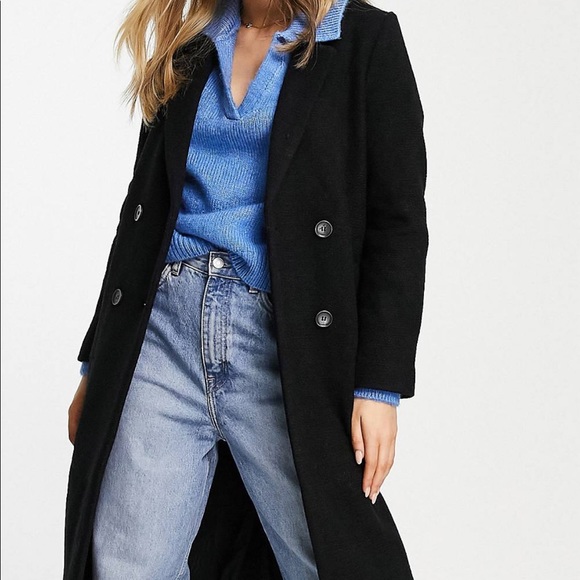 ASOS / MONKI BLACK BOUCLE DOUBLE BREASTED COAT - Picture 8 of 10